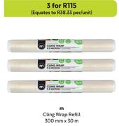 M Cling Wrap Refill-For 3 x 300mm x 30m