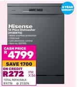 Hisense 13 Place Dishwasher H13DETG