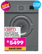Defy 6Kg Air Vented Dryer DTD 236
