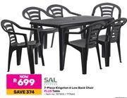Sal Outdoor 7 Piece Kingston 6 Low Back Chair Plus Table