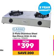 Cadac 2 Plate Stainless Steel Gas Stove 193E-10-ZA