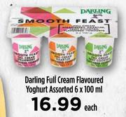 Darling Full Cream Flavoured Yoghurt Assorted-6 x 100ml Each