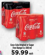 Coca Cola Original Or Sugar Free Range-6 x 300ml