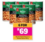 Rhodes Baked Beans In Tomato Sauce-For 6 x 410g