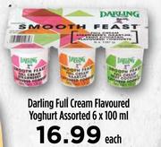 Darling Full Cream Flavoured Yoghurt Assorted-6 x 100ml Each