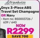 Travelwize Onyx 3 Piece ABS Travel Set Champagne Or Navy