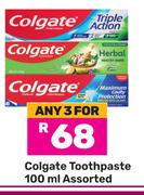 Colgate Toothpaste Assorted-For 3 x 100ml