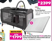 Little One Quilt Dream Camp Cot Plus Little One Camp Cot Mattress 970 x 670 x 60cm-Both For