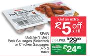Spar Butcher's Best Pork Sausages Or Chicken Sausages-375g Each