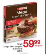 Spar Mega Beef Burgers-520g Per Pack