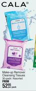 Cala Make Up Remover Cleansing Tissues 30 Pack Assorted-Per Pack