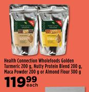 Health Connection Wholefoods Golden Turmeric 200g, Nutty Protein Blend 200g, Maca Powder 200g-Each