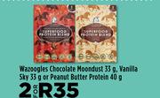 Wazoogles Chocolate Moondust 33g, Vanilla Sky 33g Or Peanut Butter Protein 40g-For 2