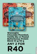 Wazoogles Chocolate Moondust, Vanilla Sky Or Peanut Butterlicious Protein Blend-For Any 2 x 33g/40g
