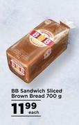 BB Sandwich Sliced Brown Bread-700g Each