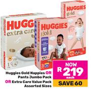 Huggies Gold Nappies Or Pants Jumbo Pack Or Extra Care Value Pack (Assorted Sizes)-Each