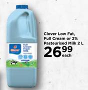 Clover Low Fat Full Cream Or 2% Pasteurised Milk-2L Each