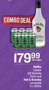 Malibu Liqueur (All Variants) 750ml And Hall & bramley Lemonade 6 x 200ml-Per Combo