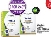 Lifestyle Health MSM 1000mg 60 Coated Tablets 425225-For 1