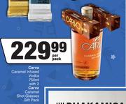Carvo Caramel Infused Vodka 750ml With 2 Carvo Caramel Shot Glasses Gift Pack-Per Pack
