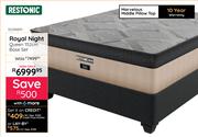 Restonic Royal Night Queen 152cm Base Set 10298891 Free Sleepmasters 2 Pack Hollowfibre Pillow Set
