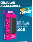 Loopd Lite 10000 Mah 4 LED Powerbank Black