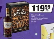 Wild Africa Cream 750ml With 2 Wild Africa Cream Tumbler Glasses Gift Set-Per Pack