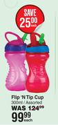 Nuby Flip n Tip Cup Assorted-300ml Each