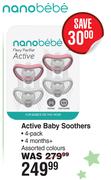 Nano Bebe Active Baby Soothers 4 Pack