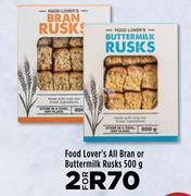 Food Lover's All Bran Or Buttermilk Rusks-For 2 x 500g