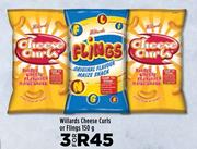 Willards Cheese Curls Or Flings-For 3 x 150g