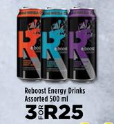 Reboost Energy Drinks Assorted-For 3 x 500ml