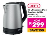 Defy 1.7L Stainless Steel Cordless Kettle WK5100JS