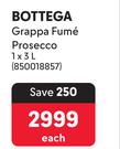 Bottega Grappa Fume Prosecco-3L Each