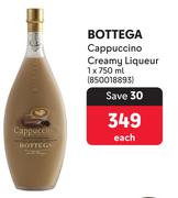 Bottega Cappuccino Creamy Liqueur-750ml Each