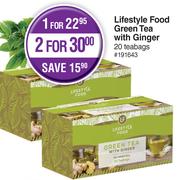 Lifestyle Food Green Tea With Ginger 20 Teabags-For 1