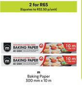M Baking Paper 300mm x 10m-For 2