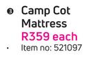 Camp Cot Mattress-Each