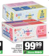 Johnson's Gentle Or Extra Sensitive Baby Wipes-336s Or 432s Per Pack