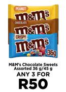 M&M's Chocolate Sweets Assorted-For Any 3 x 36g/45g