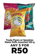 Truda Flyers Or Spookies Maize Puffs Assorted-For Any 5 x 100g