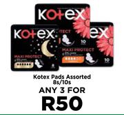 Kotex Pads Assorted-For Any 3 x 8s/10s