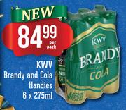 KWV Brandy & Cola Handies-6 x 275ml Per Pack