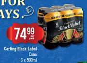 Carling Black Label Cans-6 x 500ml Per Pack