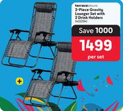 Terrace Leisure 2-Piece Gravity Lounger Set With 2 Drink Holders-Per Set