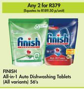Finish All In 1 Auto Dishwashing Tablets (All Variants)-For 2 x 56's