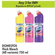 Domestos Thick Bleach (All Variants)-For 3 x 750ml