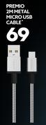 Premio 2M Metal Micro USB Cable