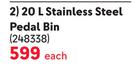 Primaries 20Ltr Stainless Steel Pedal Bin
