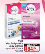 Veet Wax Strips With Easy Gelwax 18 Pack Or 20 Pack Assorted-Per Pack